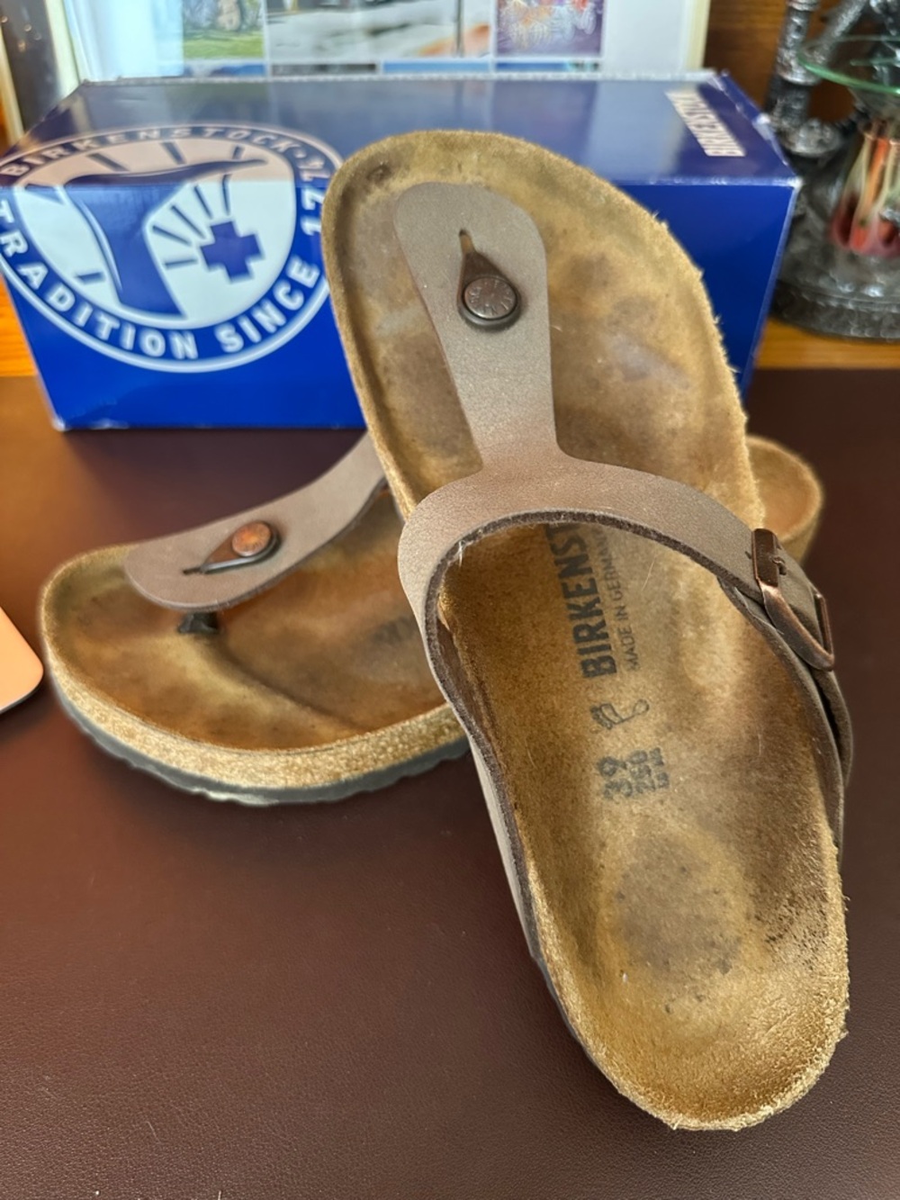 Birkenstock Brown Suede Gizeh Sandals